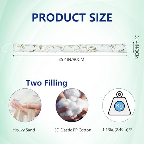 2 Pack 36 Inch 2.8 Inch Wide Slim Under Door Blocker Door Draft Stopper, Bottom Blocker Weighted Gap Filler Saving Energy Sound Air Noise Light Stopper Canvas Cotton Cartoon Print 2.2Lb - size: 36in