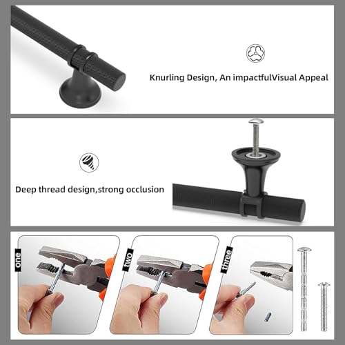 10 Pack 3 Inch Cabinet Pulls knurled Matte Black Kitchen Cabinet Handles Aluminum and Zinc Alloy Drawer Pulls Solid Cabinet Hardware - color: Matte Black Knurled, size: 3'' Hole Center(76mm)