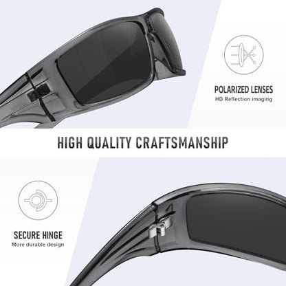 Polarized Sports Sunglasses for Men Women Unbreakable Frame Cycling Fishing Wrap Around Sunglasses UV400 Protection - color: 1-clear Gray Frame/Gray Lens