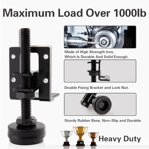 4 Sets Heavy Duty Leveling Feet, Black Furniture Levelers Leg, Adjustable Load Levelers Foot, Leveler for Workbench Cabinet Pool Table Bench Machine Cabinet Feet (Pack of 4, Black) - color: Black