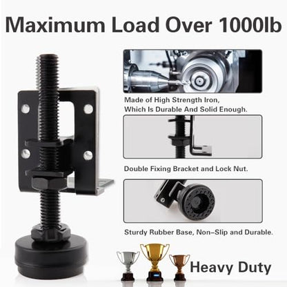 4 Sets Heavy Duty Leveling Feet, Black Furniture Levelers Leg, Adjustable Load Levelers Foot, Leveler for Workbench Cabinet Pool Table Bench Machine Cabinet Feet (Pack of 4, Black) - color: Black
