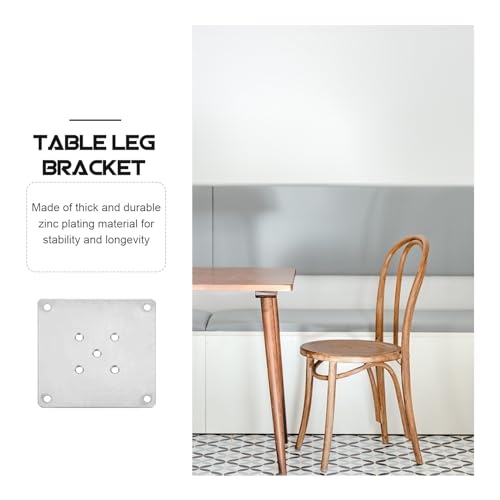 UKCOCO 8pcs Table Leg Bracket 5-Hole Flat Furniture Leg Mounting Plate, Zinc Plating, Silver, 3.93x3.93x0.07inch, for Sofa, Table, Chair, Easy Installation