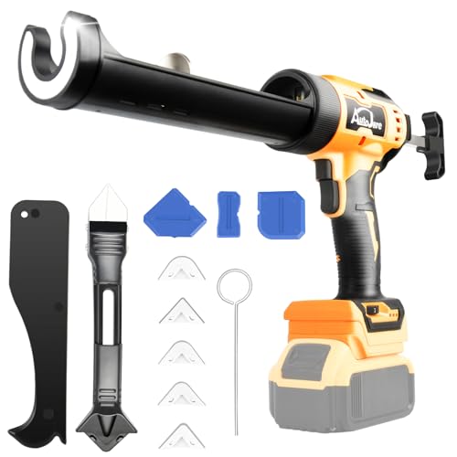 Cordless Caulking Gun Compatible With Dewalt 20V Battery 6 Adjustable Speeds Electric Caulking Gun Brushless Motor No-Drip Caulking Gun with LED Light for Filling, Sealing (No Battery)