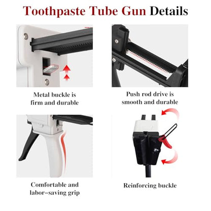 2026 New Toothpaste Tube Gun,Toothpaste Tube Glue Gun Squeezing Machine,Silicone Caulk Guns,Toothpastes Guns Dispenser,for DIY Projects,Caulking Sealant,Silicone Glue(White)