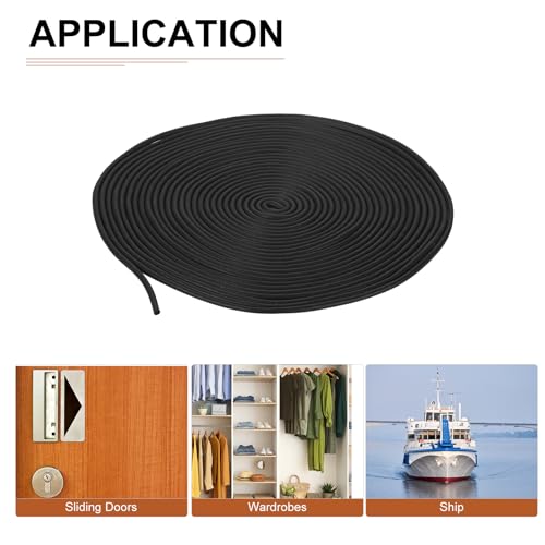 DTGN 2.5mm x 10meters(DXL) Foam Rubber Weather Seal Strip - 1Pack - Good for DIY Furniture - Round EPDM Foam Rubber Weather Stripping - Black