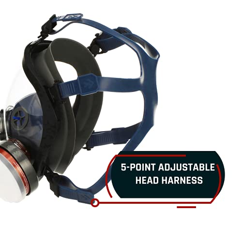 Parcil Distribution Full Face Respirator Mask - Air Purifying, Organic Vapor & Particulate - Industrial Use - CE Tested - color: Pd-100 Arctic Blue