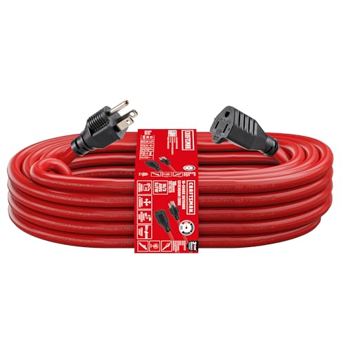 CRAFTSMAN 75 Ft. Indoor/Outdoor Extension Cord 16/3 SJTW, Waterproof Flexible Power Cable with 3-Prong Plug, 10A/1250W/125V, Heavy-Duty Contractor Cord, ETL Certified - size: 75 ft
