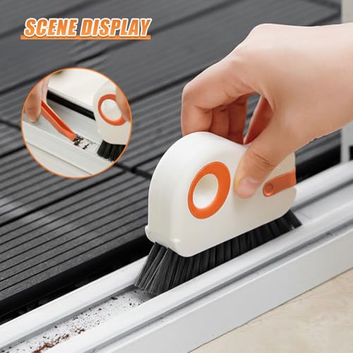 YoRise 2 in 1 Car Groove Cleaning Brush, Multifunctional Hard Bristle Car Window Track Cleaner Tool with Hidden Scraper, Universal Auto Door Crevice Cleaning Accessories for Window Sill(Orange-1PCS) - size: Orange-1PCS