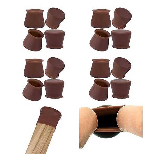 Non Slip Silicone Chair Leg Floor Protectors No Felt 1.3”to1.8” Chair Leg Caps Bottom Furniture Table Feet Covers for Hardwood Floors Prevent Scratches No Noise Round or Square,16 PCS - color: Dark Walnut (Anti-slip), size: Medium:1-3/10"to 1-4/5"(1.3"to