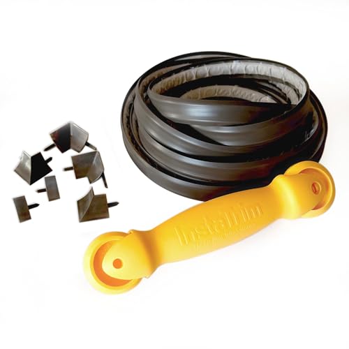 Instatrim Flexible Self-Adhesive Trim Bundle with Applicator - Caulking Kit with 10ft Bronze 3/4" Wide Caulk Strip, 6 Corner Pieces, & Applicator Tool - InstaTrim The Original Flexible Trim - color: Bronze, size: 3/4 x 10 Project Kit