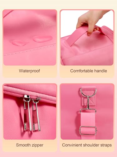Deciniee Large Pink Makeup Nail Polish Organizer Bag, 4 Tier Professional Makeup Case, Waterproof Nylon, Travel/On-the-go Makeup Storage - color: Pink Regular