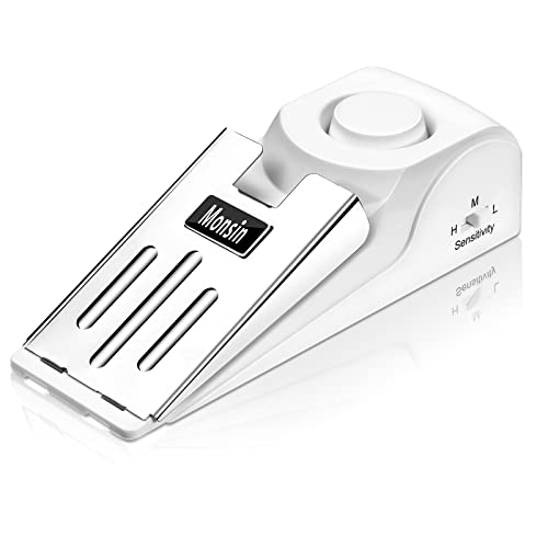 Door Stop Alarm, Door Stopper with 120DB Security Alarm, Floor Wedge Doorstop for Travel Apartment Home House (Pack of 1) - color: White, size: 1 Pack