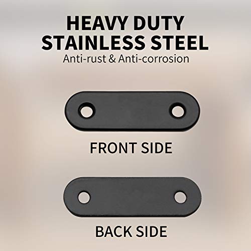 Jiozermi 12 Pcs Straight Brace, Flat Brace 2” x 0.6”, Stainless Steel Straight Bracket, Mending Joining Plates for Wood, Board, Bed Frame, Furniture & Shelves, Matte Black - size: Black, 2” x 0.6”, 12 pcs