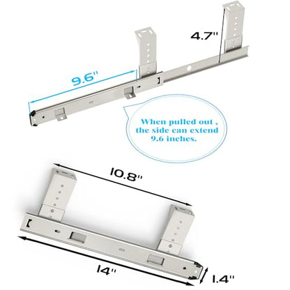 FRMSAET Heavy Duty 12/14/16/18 inches Thickness Steel Construction Ball Bearing Keyboard Slides Keyboard Drawer Slides Tray Accessories Cabinet Furniture Hardware Rails (14 inches, Silver) - color: Silver, size: 14 Inch
