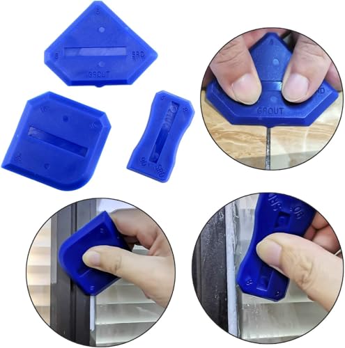 3 Pcs Silicone Caulking Tools, Sealant Grout Finishing Kit for Bathroom & Kitchen, Caulk Smoothing Tool Set, Grout Tool for Tile Sealing