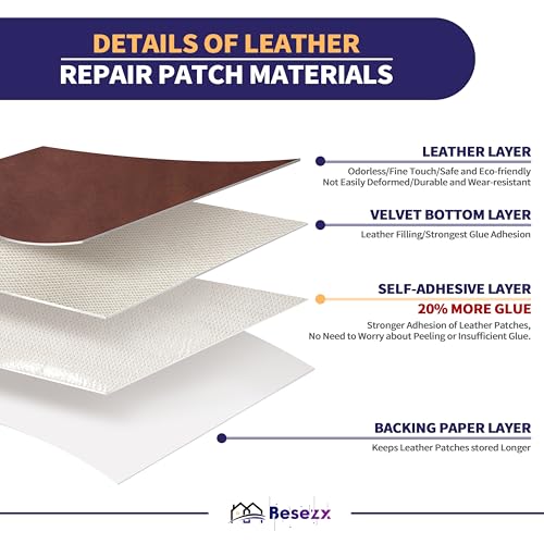 Besezx Leather Repair Patch Tape Kit, Self Adhesive Leather Repair for Furniture, Couch, Sofa, Car Seats,Office Chair,Vinyl Repair Kit.30inx16in - color: Brown, size: 30 in x 16 in
