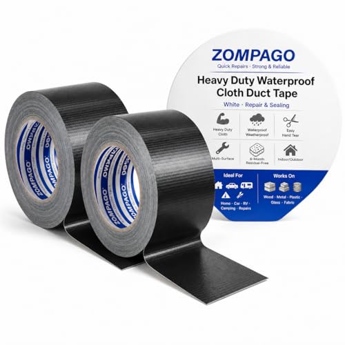 ZOMPAGO Strong Adhesive Cloth Weather Stripping Tape for Sliding Windows and Door Frames - 2Roll,1.8inx33FT,Black,Seal Strip for Soundproofing,Dustproof, Waterproof,and Windproof-Durable - size: 2 Roll, 1.8 in x 33 FT, Black