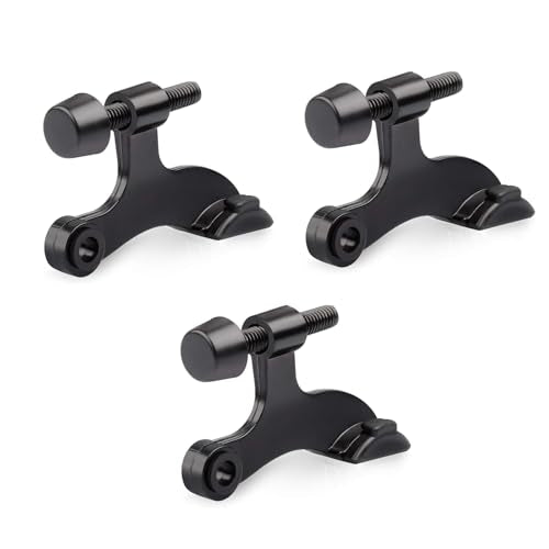 HOMOTEK 3 Pack Hinge Pin Black Door Stopper,Adjustable Deluxe Heavy Duty Door Stopper 2-1/2"x1-3/4,with Black Rubber Bumper Tips - color: Black, size: 3 Pack
