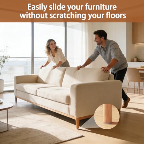 Felt Furniture Pads 114 PCS, 7 Sizes, Felt Pads for Chair Legs, Suitable for Round and Square Chair Legs, to Prevent Scratches, Reduce Noise and Protect the Floor (Beige) - size: 114PCS-Beige
