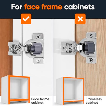 Decobasics 4 Pack Soft Close Cabinet Hinges – 3/4" Overlay for Kitchen Cabinet Doors, Face Frame Concealed Hidden Hinges – Stainless Steel, Self-Closing with 3-Way Adjustment & Slow Close Damper - size: 3/4 Inch