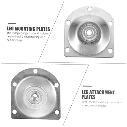 Sofa Leg Mounting Plate Sets 8pcs Furniture Accessories 12 Degree Slanted Plates - color: Silver