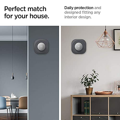 Spigen Wall Plate Designed for Google Nest Thermostat Wall Plate (Included Metal Plate and 4 Screws) - Charcoal Gray - color: Charcoal Gray