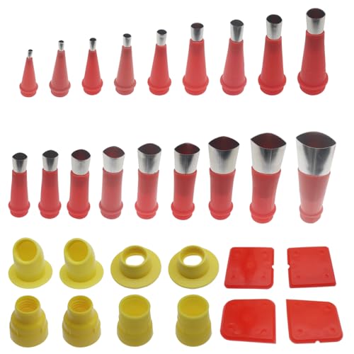 30 Pcs Caulk Finisher Kit Stainless Steel Caulking Nozzle Tips Reusable Caulking Tool Kit with Connection Bases
