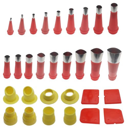 30 Pcs Caulk Finisher Kit Stainless Steel Caulking Nozzle Tips Reusable Caulking Tool Kit with Connection Bases