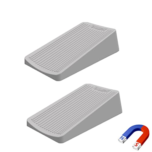 Premium Rubber Door Stop - Large Door Stopper Wedge,Anti-Slip Design, Automatically Fixed,Works On All Floor Types and Carpet Heavy Duty Door (2 Pack, Gray) - color: Gray 2 PACK