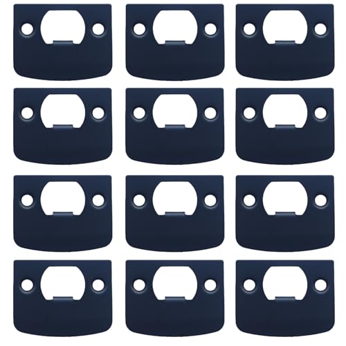 12-Piece Door Strike Plate Kit, Black Stainless Steel Deadbolt Covers & Reinforcement, Full Lip Round Corner, Fits Standard Wooden Doors & Locks (Square)