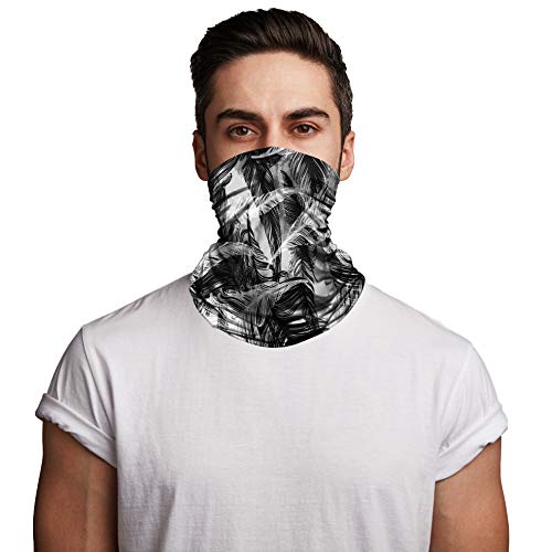 Neck Gaiter Face Mask Reusable, Cloth Face Masks Bandana Balaclava Cover Scarf Shield - color: Plume-white
