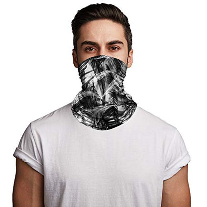 Neck Gaiter Face Mask Reusable, Cloth Face Masks Bandana Balaclava Cover Scarf Shield - color: Plume-white