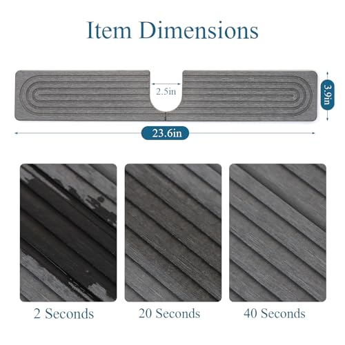Diatomite Stone Faucet Mat for Kitchen Sink, 23.6 Inch Fast Drying Splash Guard, Super Absorbent Sink Tray Caddy for Dish Soap & Sponge, Bathroom Counter Protector & Organizer, Gray