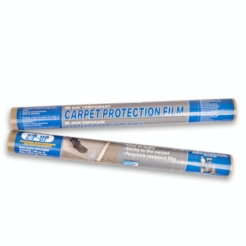 Zip-UP Carpet Protection Film - 24" x 50' Floor and Surface Shield with Self Adhesive Backing & Easy Installation - CPF2450