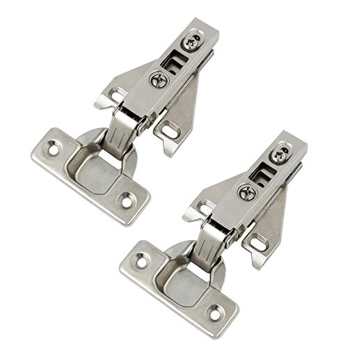 Probrico 1 Pair（2 Pack） Kitchen Cabinet Hinges for Face Frame Cabinet, Concealed Cabinet Hinges Brushed Satin Nickel with Mounting Screws - size: 1 Pair