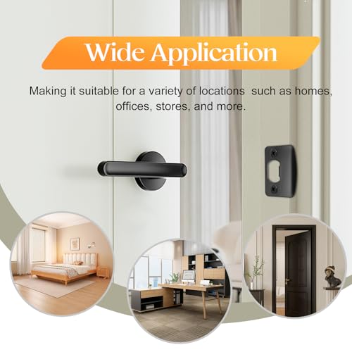EATAKWARD 12 PCS Stainless Steel Deadbolt Covers Door Reinforcement Kit, Door Strike Plate, Black Deadbolt Strike Plate for Residential and Commercial Use (Rounded Corners) - style: Rounded Corners