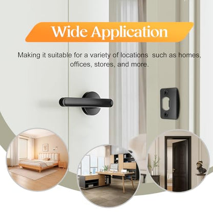 EATAKWARD 12 PCS Stainless Steel Deadbolt Covers Door Reinforcement Kit, Door Strike Plate, Black Deadbolt Strike Plate for Residential and Commercial Use (Rounded Corners) - style: Rounded Corners