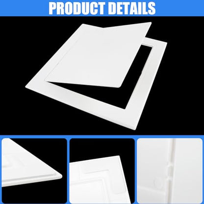 Self-Adhesive Wall Access Panel for Drywall, 9.6 x 9.6 Inch Hole Cover - Heavy-Duty ABS Plastic & Easy Install, Plumbing Wall Panels for Ceiling Bathroom Access Door Hole, White
