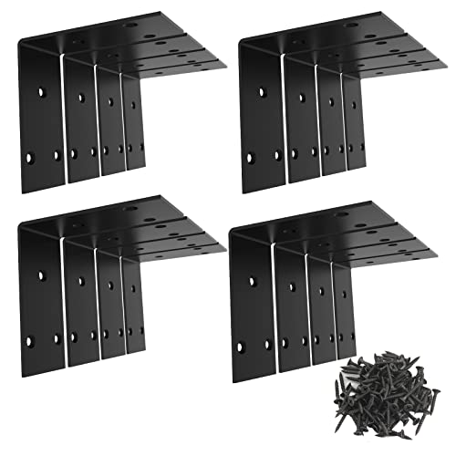 Black Stainless Steel Shelf Bracket,Joint Right Angle Bracket,L Shape Heavy Duty Metal Corner Brace Shelf Supporter for Wood Aufuga (16, 3.4x3.4x2) - size: 3.4x3.4x2