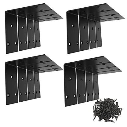 Black Stainless Steel Shelf Bracket,Joint Right Angle Bracket,L Shape Heavy Duty Metal Corner Brace Shelf Supporter for Wood Aufuga (16, 3.4x3.4x2) - size: 3.4x3.4x2
