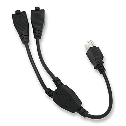 Power Cord Extension Y Splitter - 2 Way Outlet Adapter NEMA 5-15R to 1 NEMA 5-15P with 18AWG 300V Plug 1ft 13A