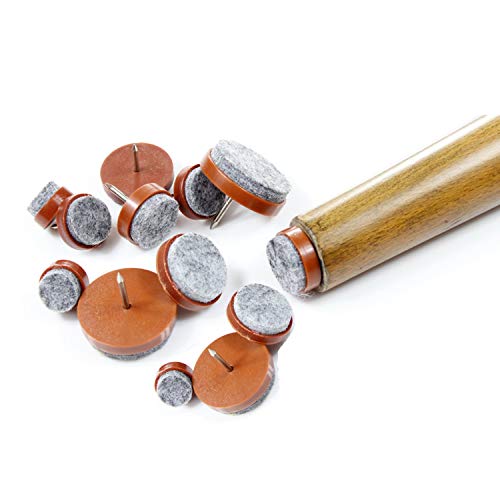 40pcs Round Heavy Duty Nail-on Felt Pad for Furniture Chair Table Leg Feet Floor Protectors Slide Smoothly (Brown, Pad Diameter 20mm) - color: Brown 20mm(40 Pcs)
