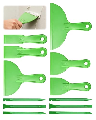 12pcs Plastic Putty Knife Set, SyhirNmly Plastic Scraper Tool Kit with 6 Flexible Putty Knife Scrapers 6 Precision Detail Scrapers for Wall Repair, Patching, Plastering, Painting, DIY Projects