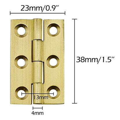 Mini Solid Brass Hinges Cabinet Drawer Butt Hinges for Jewelry Chest Wood Box,1/1.5/2.5Inch,Butt Hinges,8PCS (1.5Inch) - size: 1.5Inch