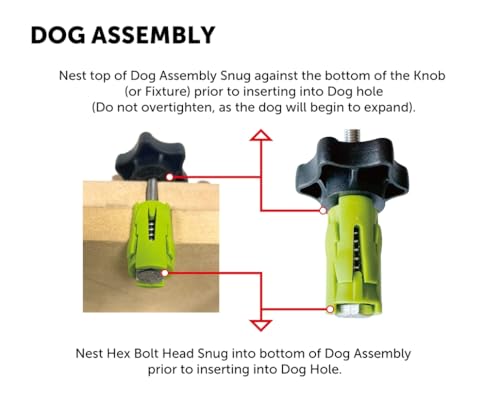 BOW Products Bench Dog Clamps - Expandable Hold Down Clamps for MFT Tables and Workbenches - Fits 3/4 Inch (19mm to 20 mm) and Includes Low-Profile, Ergonomic Knobs - Pack of 2