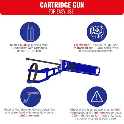 TIVOLY - T-Gun F300 Cartridge Caulking Gun - for Cordless Drill and Screwdriver- for Ø 1,96" - 10,48 fl oz cartridges