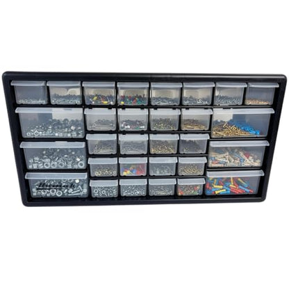 Homak 30-Drawer Parts Organizer, Black, HA01030102 - size: 30-Drawer