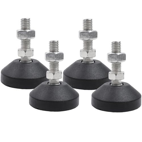 M10x30mm Leveling Feet, 2 Inch Height & 880 lb Capacity, Heavy Duty Adjustable Swivel Furniture Glides, Threaded Rubber Feet Levelers for Table, Shelves, Workbench, Cabinet, Machine, 4Pcs - color: Black, size: D50xM10xH30mm