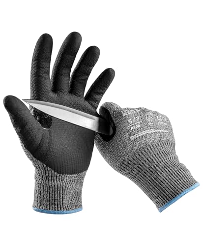 LANON Cut Resistant Gloves, Knife Protection Level D, Nitrile Coating with Honey Comb Pattern, ANSI A4 Cut Work Gloves, Reinforced Thumbs, 3D Comfort Fit, Breathable, Mechanical, Touchscreen,Small - size: Small