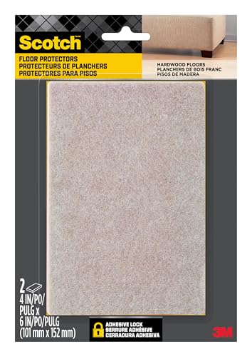 Scotch Felt Pads Beige, 2 Large Pads 4 x 6 in, Felt Furniture Pads for Protecting Hardwood Floors, Easy-to-Apply, Self-Stick Design, Reliable Protection from Nicks, dents and Scratches (SP845-NA) - color: Beige, style: 2 Pads